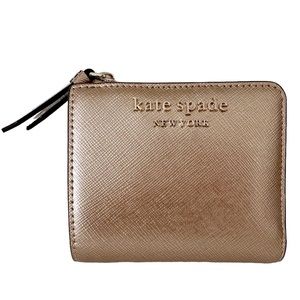 Kate Spade Small L zip bifold Wallet Rose Gold